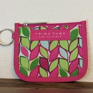 Clinique Pink and Green Leaf Cosmetic Bag